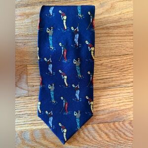 Blacksmith 100% Silk Golfing Tie Made in the USA Navy Blue Background